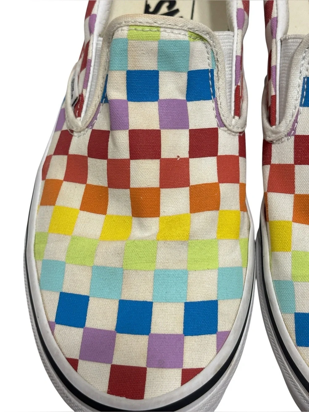 Vans Rainbow Unisex Checker Slip-On Sneakers Men Size 6.5 Women Size 8